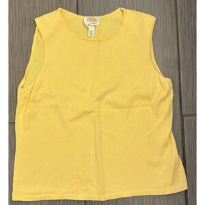 Talbots Sleeveless Lightweight Sweater Butter Yellow Large Cotton Made In Italy